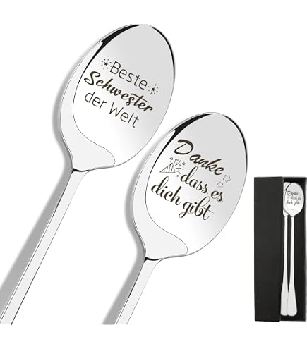 Gravierter Löffel Als Geschenk Für Schwester – „Best Sister Ever“ – Edelstahl, 19,3 Cm – Für Geburtstag, Schulabschluss Oder Langstrecken-Beziehung