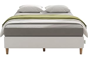 Novilla 35cm Small Double Metal Platform Bed Frame, 4FT Mattress Foundation With Fabric Cover, Metal Slat Support, Solid Wooden Support Legs, Easy Assembly, Bedroom Furniture, 80x190cm, Grey