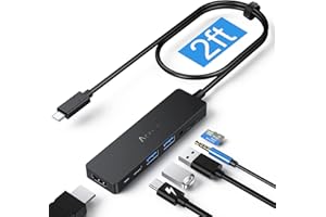 Aceele Hub USB C,6 EN 1 Adaptador USB C a HDMI 4K,Lector de Tarjetas TF,2 USB 3.0,PD 100W,3.5 mm Audio,USB C Hub Compatible con Macbook Air M1 M2 Macbook Pro,Surface Pro 8,iPad Air 2022,Galaxy S22