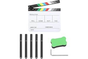 DYIOUXIN Clap de Cinéma,Acrylique Film Clapper,Clap Cinéma Film 25x30cm,Cinema Decoration,avec Marqueur,Effaceur Tableau Blanc,Film Coupe Prop pour Production Vidéo,TV,Action Cut Clapper