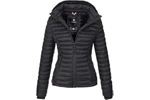 MARIKOO Damen Jacke Steppjacke Übergangsjacke mit Kapuze gesteppt B600