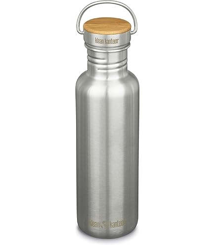 Klean Kanteen Reflect Water Bottle - 800ml (27oz), Stainless Steel With Bamboo Cap, Unisex