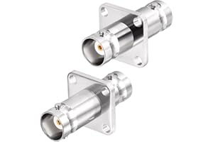 Superbat BNC Female to Female Barrel Connector Adapter 4 Hole Flange Panel Chassis Mount 50ohm Coax Coupler for Antenna, Oscilloscope, Spectrum/Network Analyzer, Secyrity Camera 2Pcs