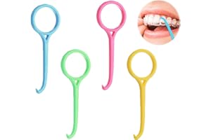 LEPAT 4 Pack Clear Aligner Removal Tool, Teeth Retainers Remover, Invisible Aligner Braces Remover Hook for Tooth Cleaning Oral Care (Yellow, Rose, Green, Blue)