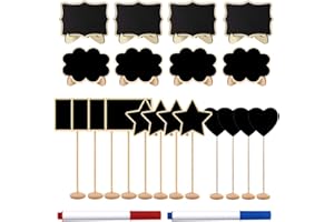 KSOIQPU 20 mini cartelli con gesso con cavalletto mini cartelli da tavolo multiforme con pennarelli per casa, matrimoni, cartellini dei prezzi, tavoli di ristoranti, feste