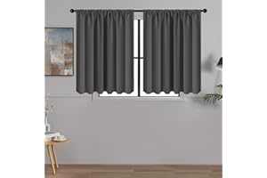 ‎MRTREES MRTREES Wasserdichte Vorhänge für Küchenfenster, Verdunkelungsvorhänge mit Stangentaschen, für Café, Wohnwagen, Etagenbett, Badezimmer, 2 Paneele, 75 x 90 cm, Anthrazit