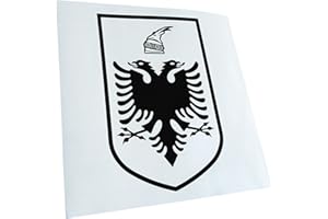 ‎KIWISTAR Kiwistar - Autoaufkleber - Albanien Wappen - schwarz - 15,2x10cm - Aufkleber für Auto, Laptop, Fahrrad, LKW, Motorrad mehrfarbig JDM Decal Racing