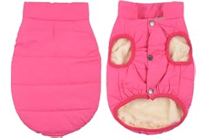 Kismaple Pies przytulna kurtka polarowa zimowy płaszcz z podszewką ubrania ciepłe wyściełane dla dużych psów (XL (klatka piersiowa: 66 cm, szyja: 48 cm), róża)