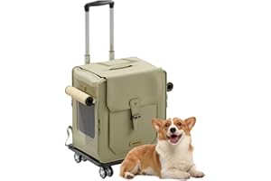 Galatée Sac à dos pour animal domestique avec roulettes, poussette pour animal domestique, sac de voyage pour chien avec roues roulantes amovibles, sac à dos pour chien avec fenêtres d'aération en