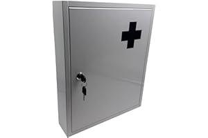 ‎RELAXDAYS Relaxdays Medizinschrank, abschließbar, 5 Fächer, HxBxT: 43 x 35,5 x 8 cm, für Medikamente, Arzneischrank, weiß/grau