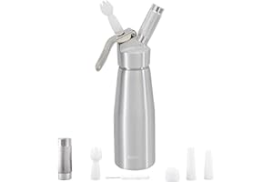 YOOCOOK - Sifón de aluminio de 0,5 L para nata montada y postres - Sifón de cocina de 500 ml para verrines, salsas, espumas y aceites infusionados - Para usar con cartucho de sifón de N2O de 8 g