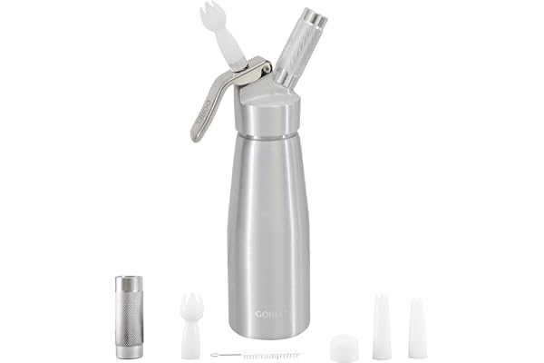 Gobel Siphon Chantilly 500 ml Aluminium – Crème Chantilly, Espumas & Mousses – 3 Douilles + Brosse – Siphon Cuisine Professionnel Chaud/Froid – Revêtement Antiadhérent