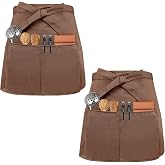 Colexy 2 Pcs Kitchen Apron Waist Apron with 3 Pockets Baking Apron Kitchen Apron for Men and Women Bistro Restaurant Hotel Ca