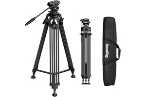SMALLRIG Trípode de Fibra de Carbono FreeSpeed, 75" con Cabeza Fluida para Placa Manfrotto, Extensión Rápida, Carga 22 LB, para DSLR y Cámaras de Video - 5443