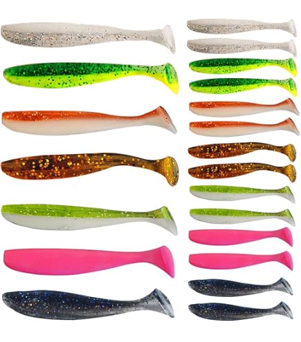 Leurres De Pêche Souples 5 Pièces - Queue T Lumineuse, Ver/Crevette Artificiel | Pour Truite, Perche, Brochet - 4