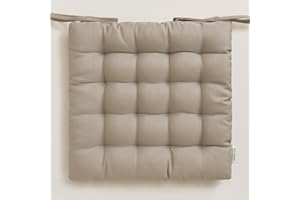 ROOM99 Aura - Cojín para Silla, 40 x 40 cm, con Cintas, cojín Decorativo para Silla, Suelo, Exterior, Interior, salón, Color Beige, 1 Unidad