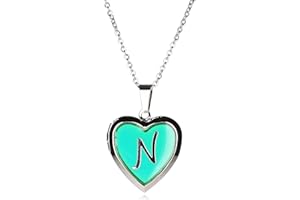 Letters Girls Personalised Heart Shaped Mood Locket Pendant Monogram Initial Kids Necklace