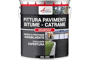 ARCANE INDUSTRIES Vernice bituminosa - Vernice per Asfalto: Resina per Pavimenti per Asfalto, catrame, conglomerato - ARCASPHALT - 15 kg (Fino a 30 m² in 2 Strati) Nero