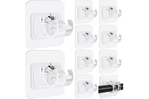 JOKRESTY 10PCS Self Adhesive Curtain Rod Bracket,Nail Free Adjustable Curtain Rod Holders,Towel Rod Drapery Hook Holder Curtain Poles Brackets No Drilling,Curtain Pole Wall Brackets for Home Bathroom Kitchen
