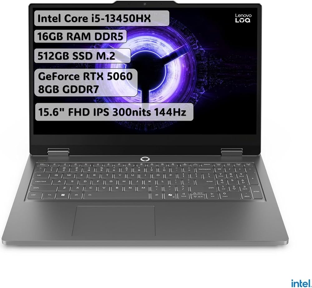 LOQ Essential Intel Core i5 13450HX 16GB 512GB SSD RTX5060 Freedos 15.6" FHD Taşınabilir Bilgisayar 83SC000TTR