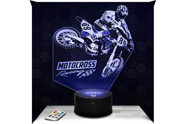 Lampephoto.fr - Lampe 3D Moto Cross, Idée Cadeau Fan de Moto, Veilleuse Tactile Led Illusion, Effet Hologramme 3D, Idée Cadeau Noël Anniversaire Garçon et Fille TOP
