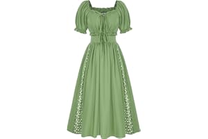 SCARLET DARKNESS Womens Victorian Dress Off The Shoulder Ruffled Elastic Waist Smocked Renaissance Dresses