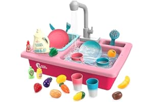 cute stone Fregadero de cocina con grifo de reciclaje de agua caliente y lavabo, juego de vajilla que cambia de color, con corte de fruta para niños a partir de 3 años (rosa)