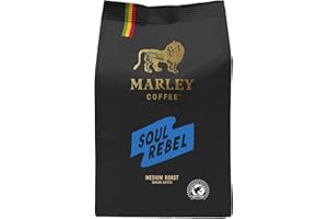 Marley Coffee Medium Roast Ground Coffee 227g - Soul Rebel Blend - From The Marley Family - Ideal For V60 Filter Cafetiere Aeropress - Strength 3