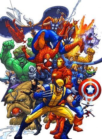imagenation Marvel Heroes - Team Up - Framed Canvas Art Print : Size - 10CM X 15CM X 3CM DEPTH / 4" X 6" X 1"