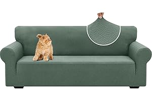 YSTELLAA Copridivano 3 Posti Con Braccioli, Elasticizzati Jacquard Copridivani, Universale Antiscivolo Sofa Cover, Moderno, Lavabili, Antimacchia, Verde Chiaro