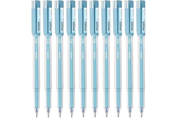 Hauser Germany XO Jumbo Gel Pen Box Pack Water Proof Ink For Smooth Flow System Comfortable Grip With Smudge Free Writing Smooth, Sturdy & Refillable Pen Blue Ink, Pack of 10 Pens