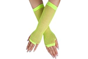 SAMHENG Long Fishnet Gloves, Fingerless Arm Warmers Mesh Fancy Dress Gloves, Fancy Dress Punk Accessory for Women Girls Kids 80s Costume Evening Party Supplies Tutu Rave Hen Night