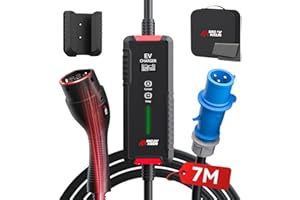 MCEVKELN Cargador Coche Electrico Tipo 2 7kW |Corriente Conmutable 6~32A |7 Metros |Monofásico Cable de Carga para Vehículos Eléctricos IEC 62196-2, Cargador EV Tipo 2 con Enchufe CEE(3Pin)
