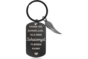Tyqour Fahr Vorsichtig Schlüsselanhänger Schutzengel Auto Glücksbringer Edelstahl Führerschein Bestanden Geschenk Führerscheinprüfung Adventskalender Füllung für Männer Frauen Ihn Freund Ehemann Papa