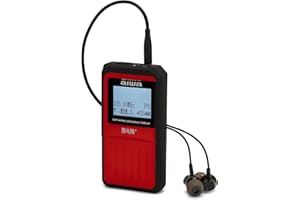 AIWA - RD-20DAB/RD Radio Digitale DAB+ Tascabile, Scansione Automatica Canali, Ricevitore FM-Stereo PLL, RDS, 32 Preset DAB+, 32 per FM, 8 h Autonomia, Ingresso Mini Jack Stereo 3.5 mm, Finitura Red