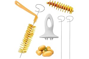 DISNACE Set di Taglia Patate a Spirale,4PCS Taglierina della Patata in Acciaio Inox,Potato Spiral Cutter,Torre Patate Cutter Adatto per Torre di Patate, Barbecue, Frittura, Feste, Campeggio, Cucina di Casa