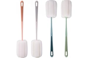 LTHERMELK 4 StüCk FlaschenbüRsten Schwamm, Schwamm Mit Griff,Kunststoff FlaschenbüRste Lang,FlaschenbüRste Baby, FüR Wasser Bierflasche, WeingläSer, Tassen