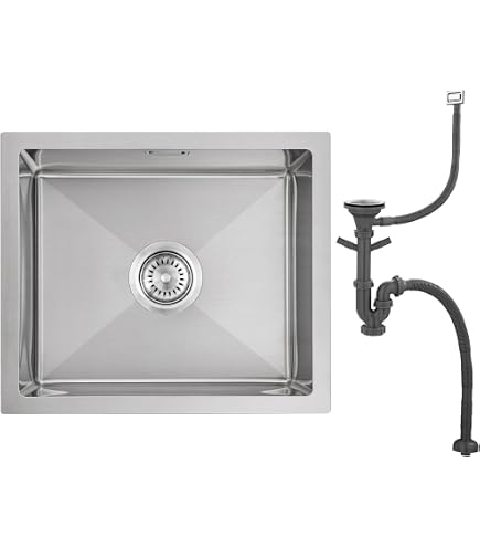 OUGOO Küchenspüle Aus Edelstahl – 50,8x40,6 Cm, Topmount, Schalldämmend, Gebürstet