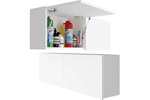 Milionmeblicom Mobilietto Pensile da Bagno Laura Salvaspazio Mobile da Parete Sospeso Armadietto Pieghevole con Apertura Telescopica Mobilietti con Ripiano, Bianco Opaco, 39 x 120 x 23 cm