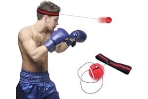 Wolike Boxing Ball，Fight Ball Reflex on String with Headband for Fight MMA Training Speed Reactions Adult/Kids Improve Punch Focus Sport Exercise Practice Fitness Elastic Rope Head Band Set Cap（Red）