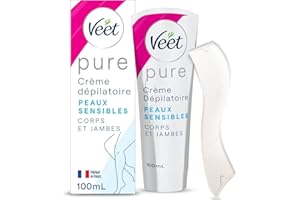 VEET PURE - Crème Dépilatoire Corps & Jambes - Peaux Sensibles - Sans Odeur d'Amoniaque - 100ml