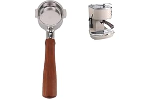 Garsent Portafiltro Desnudo sin Fondo de 51 Mm, para Portafiltro de café de 2 Orejas con Mango de Madera, Orificio Súper Fino Extraíble, Accesorios para Espresso