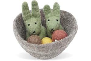 Én Gry & Sif Nido de Pascua Lotti I de fieltro natural, Hand-Made, comercio justo, decoración de Pascua, cuenco, conejito y huevos de Pascua.