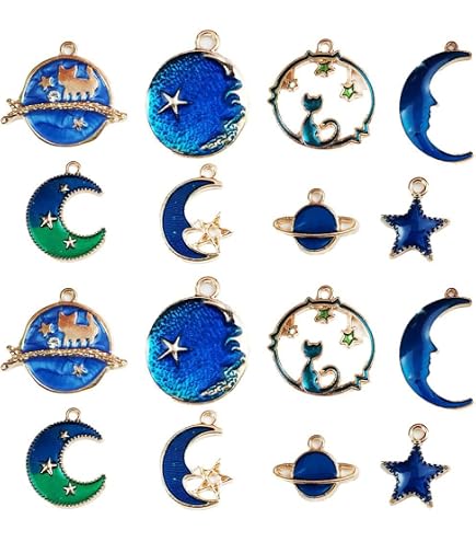24 Pezzi Smalto Luna Star Orecchino Pendente di Fascino