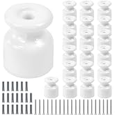 ZXBBTZ 20PCS Porcelain Insulators for Braided Cable &Oslash;19 mm, Porcelain Cable Clamp, White Ceramic Insulators, Porcelain Insula