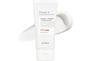 COSRX Vitamin E Vitalizing Face Sunscreen SPF 50, 1.69 fl oz, SPF Moisturizer, ligero bajo maquillaje, viajes esenciales, esenciales de verano, pantalla solar coreana para cara, Korean Skincare