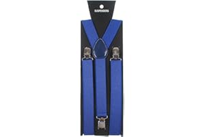 HOMEKING Adjustable Unisex Adult Child Elastic Clip-on Brace Suspender Y back Neon Belt,Sapphire
