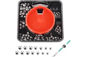 DEFIYEAR Fishing Weights Shot, Split Shot Fishing Weights, 7 Sizes Dispenser Fishing Split Shot, Coarse Angling & Bait Stabilizing, Fishing Sinkers for Bait Stabilizing - for All Water Conditions