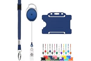 LANYARDS TOMORROW.CO.UK Wysuwana smycz i uchwyt na identyfikator, potrójne opakowanie od LanyardsTomorrow - zestaw zawiera pojedynczą zwykłą smycz, wysuwany karabińczyk Yoyo Reel Clip i sztywny uchwyt na dowód osobisty