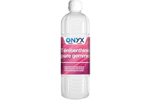 Onyx - Térébenthine Pure Gemme - Produit Nettoyant et Nourrissant Bois, Cuirs Encrassés et Objets Cirés, Diluant Pâte à Bois et Cires - Fabrication Française - 1L